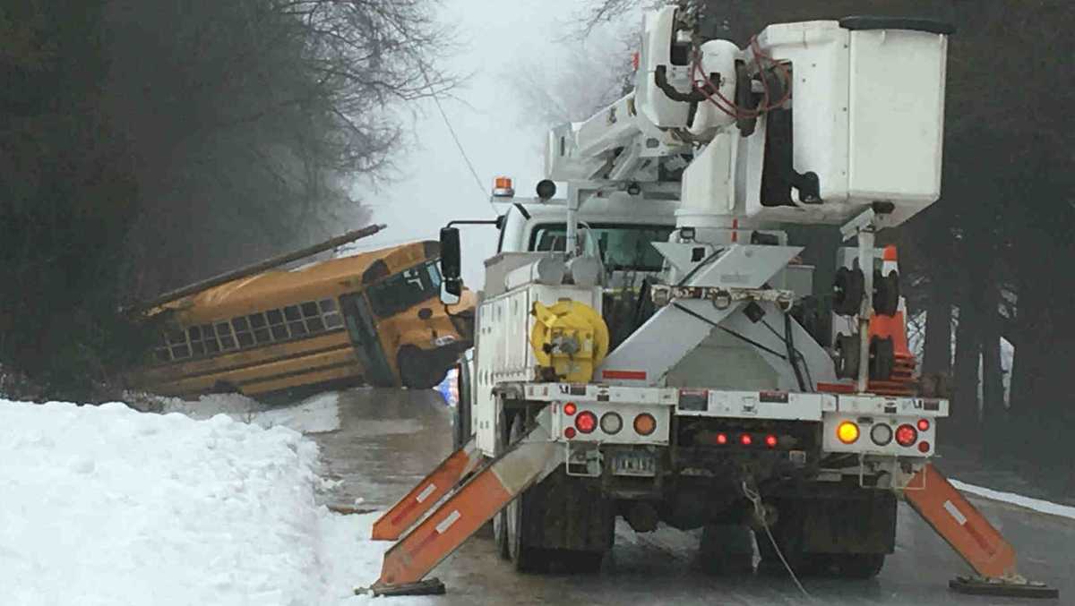 1 person taken to hospital after school bus goes into ditch