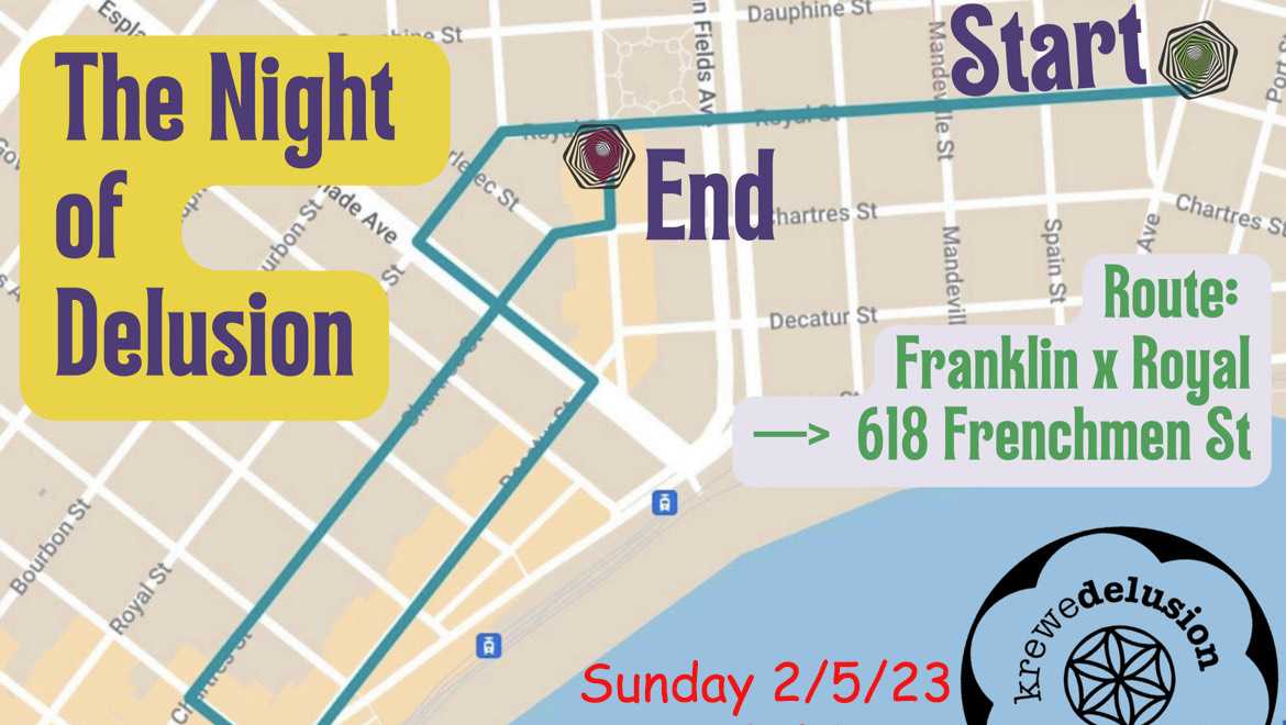 Krewedelusion New Orleans parade route 2023 Marigny