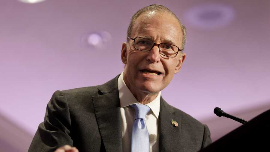 In this May 14, 2014, file photo, Larry Kudlow speaks at the New York State Republican Convention in Rye Brook, N.Y.