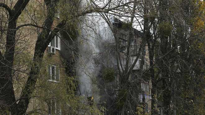 A&#x20;damaged&#x20;building&#x20;seen&#x20;at&#x20;the&#x20;scene&#x20;of&#x20;Russian&#x20;shelling&#x20;in&#x20;Kyiv,&#x20;Ukraine,&#x20;Tuesday,&#x20;Nov.&#x20;15,&#x20;2022.&#x20;Strikes&#x20;hit&#x20;residential&#x20;buildings&#x20;in&#x20;the&#x20;heart&#x20;of&#x20;Ukraine&#x27;s&#x20;capital&#x20;Tuesday,&#x20;authorities&#x20;said.&#x20;Further&#x20;south,&#x20;officials&#x20;announced&#x20;probes&#x20;of&#x20;alleged&#x20;Russian&#x20;abuses&#x20;in&#x20;the&#x20;newly&#x20;retaken&#x20;city&#x20;of&#x20;Kherson,&#x20;including&#x20;torture&#x20;sites&#x20;and&#x20;enforced&#x20;disappearances&#x20;and&#x20;detentions.