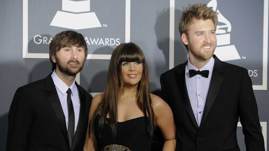 Dave Haywood, Hilary Scott, and Charles Kelley arrive at the 53rd annual Grammy Awards on Sunday, Feb. 13, 2011, in Los Angeles.