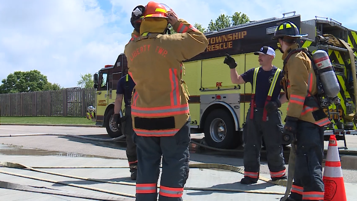 Lakota East soccer gamers study firefighting from Liberty Township first responders