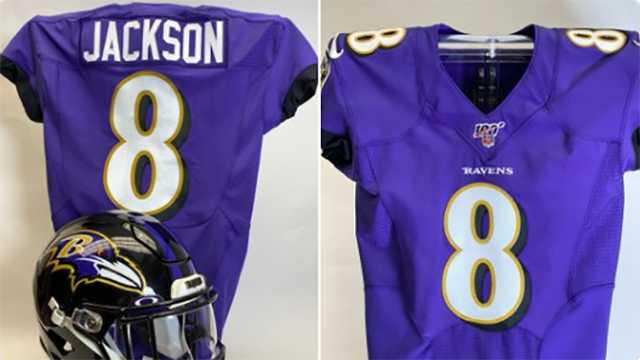 Nike Boys' Baltimore Ravens Lamar Jackson #8 Purple Game Jersey