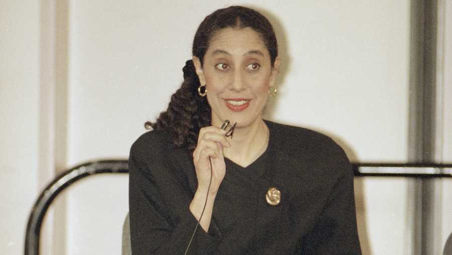 Lani Guinier speaks at the annual meeting of the American Society of Newspaper Editors, April 13, 1994, in Washington. Guinier, a pioneering civil rights lawyer and scholar whose nomination by President Bill Clinton to head the Justice Department's civil rights division was pulled after conservatives labeled her “quota queen,” has died at 71.