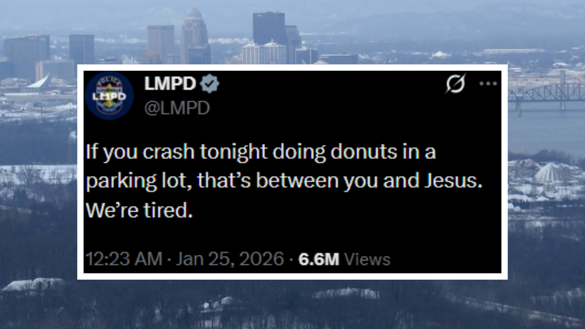 A Kentucky police department gets attention for series (around 100) of snarky snowstorm tweets