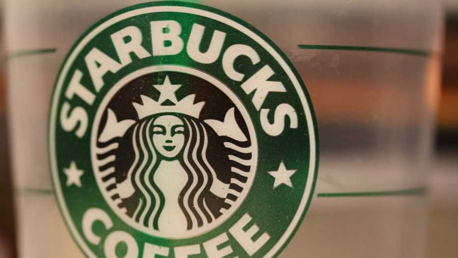 A cup with a Starbucks logo is shown.