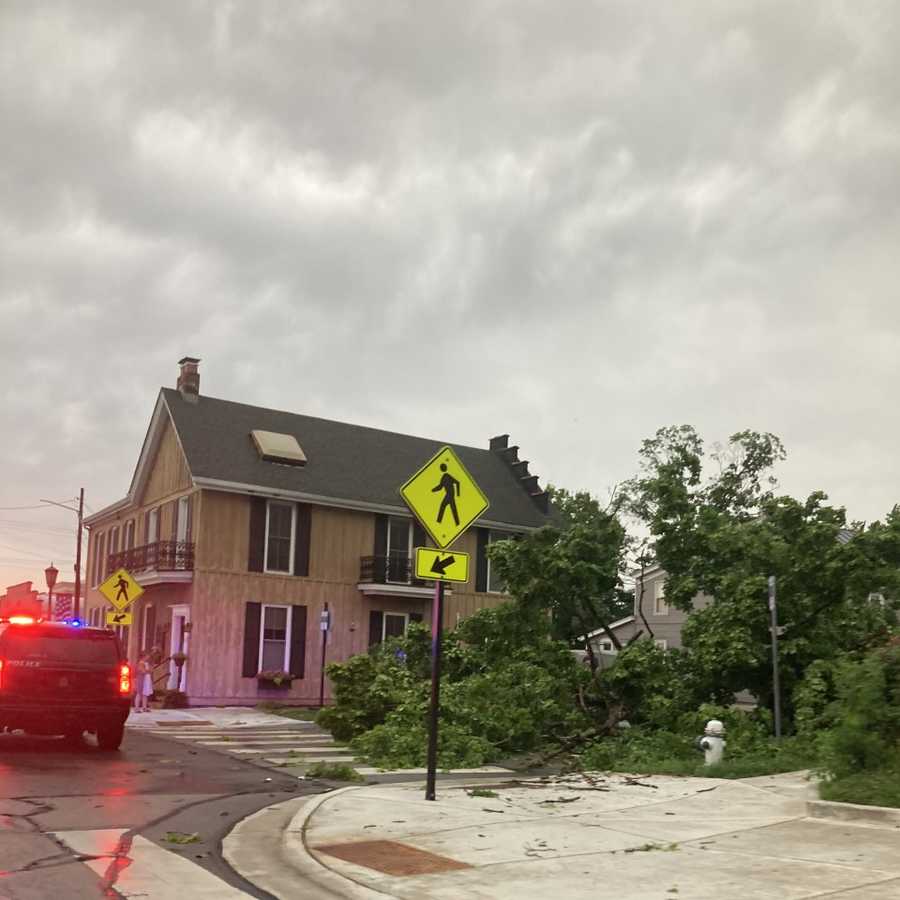 Severe storm damage in Lebanon, Ohio.