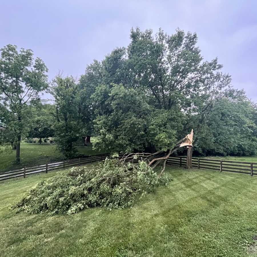 Severe storm damage in Lebanon, Ohio.