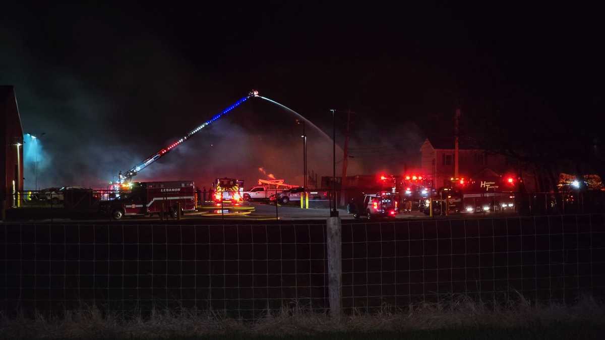 Crews respond to massive fire at building in Lebanon