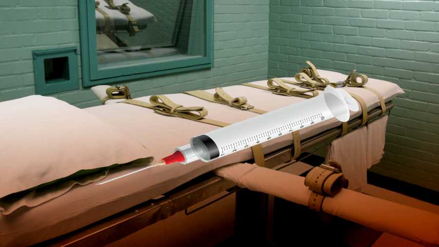 Lethal injection bed and needle