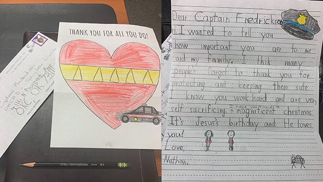 Oklahoma City police thank boy for encouraging, uplifting letter