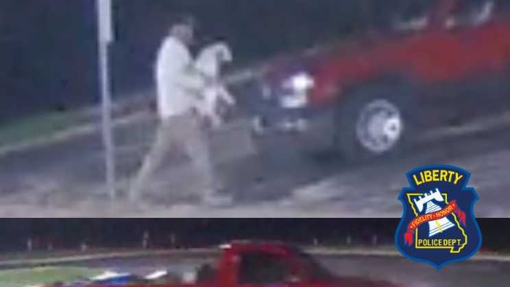 Liberty police looking for man, truck after American flags stolen