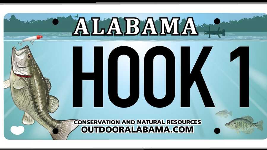 alabama fishing license rod and reel Plate Tag New design for Alabama fishing