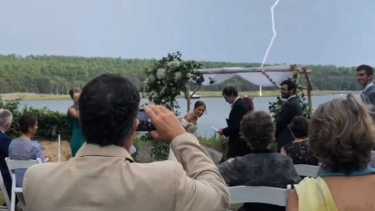 Right on cue: Lightning strikes during wedding vows