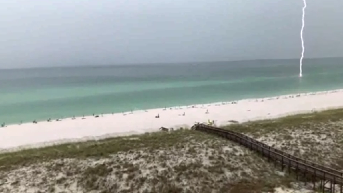 Watch: Florida men uninjured when lightning strikes fishing pole