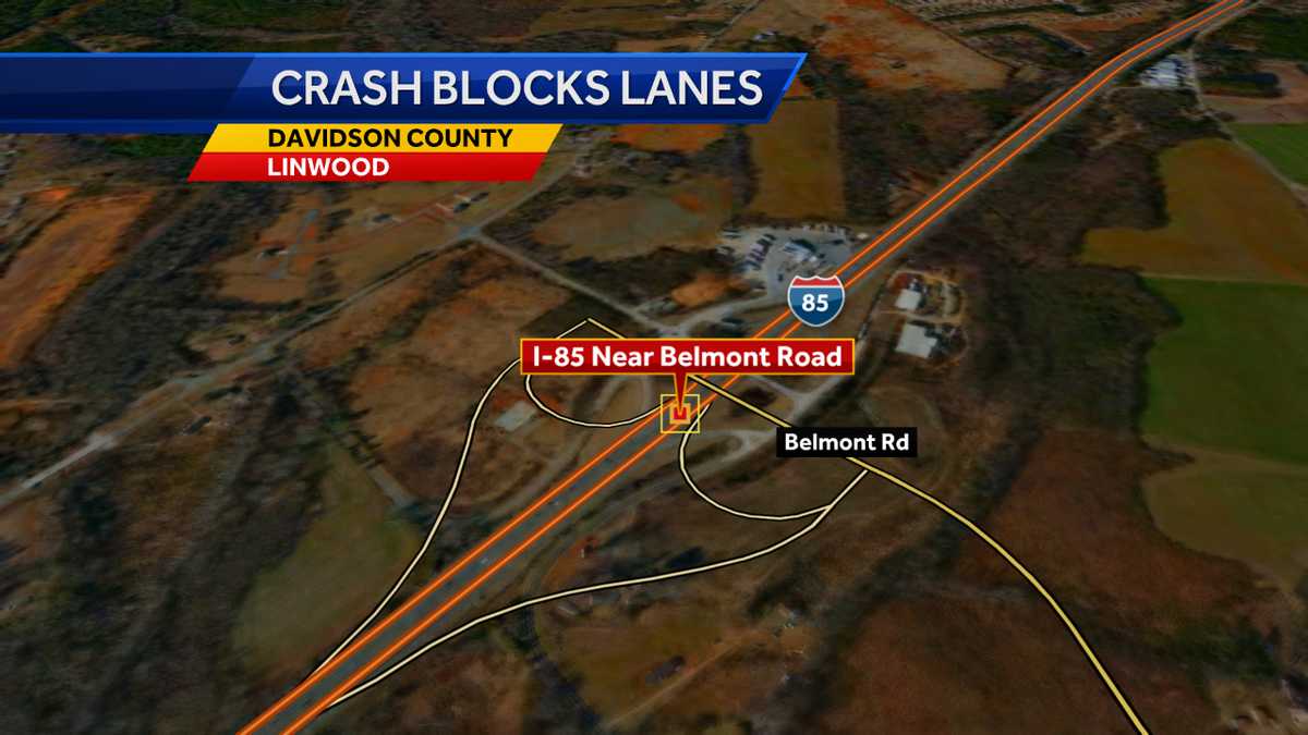 Crash blocks lanes of Interstate 85 in Davidson County