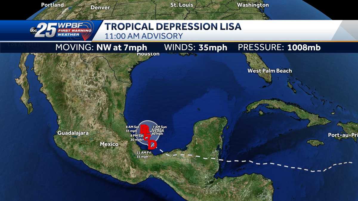 Tropical Depression Lisa slows in the Bay of Campeche - WPBF West Palm Beach