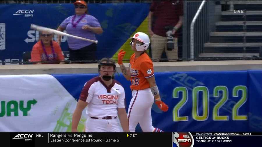 Clemson's Alia Logoleo hit two HR as the Tigers defeated Virginia Tech to advance to the ACC Championship game.