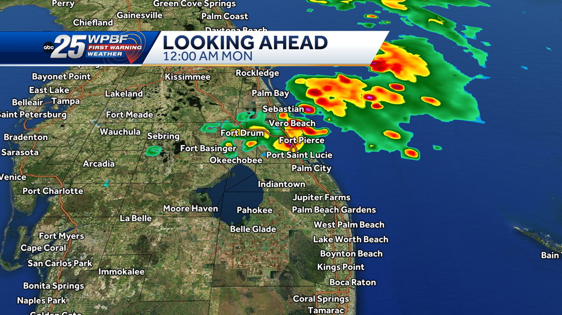 Numerous showers and storms expected on Sunday