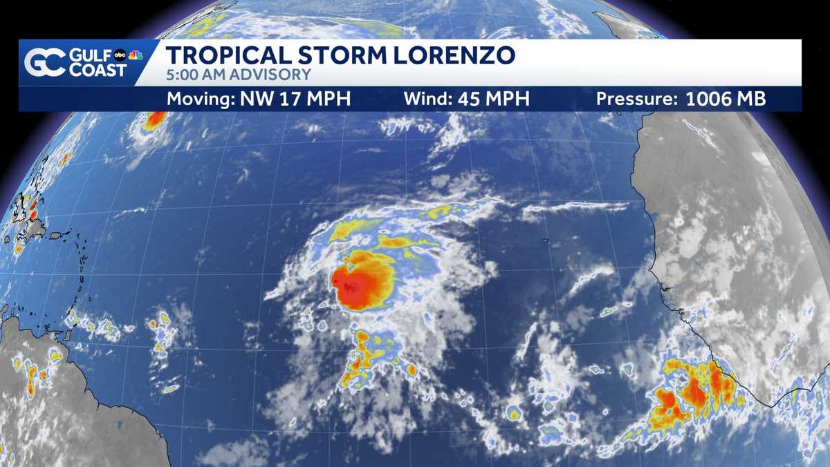 Tropical Storm Lorenzo forms in central Atlantic