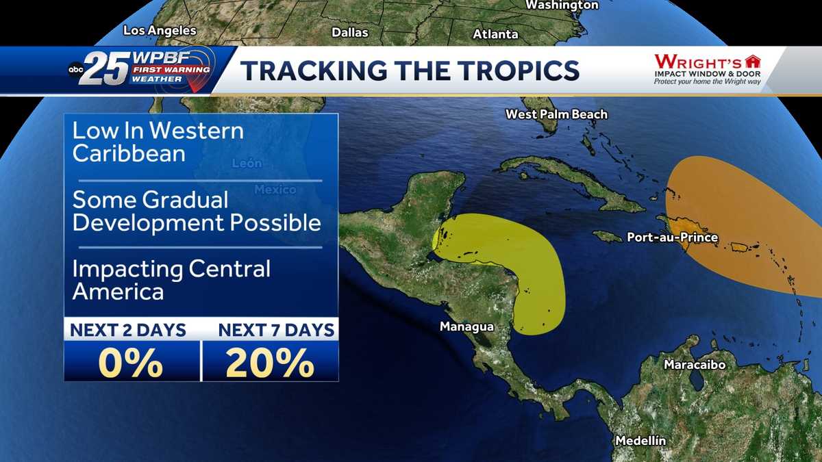 Tracking low pressure system in the Western Caribbean