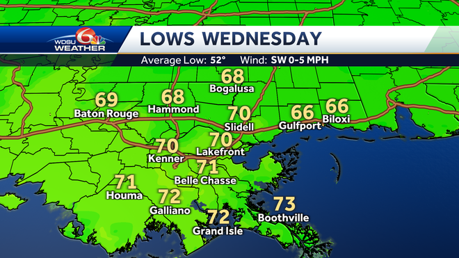 New Orleans record warm cold front severe storms
