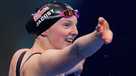 Lydia Jacoby of the United States reacts after the women's 100m breaststroke swimming final of Tokyo 2020 Olympic Games at Tokyo Aquatics Centre in Tokyo, Japan, July 27, 2021.