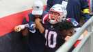 New England Patriots guard Cole Strange blocks against the Baltimore Ravens  during an NFL football game at Gillette Stadium, Sunday, Sunday, Sept. 24,  2022 in Foxborough, Mass. (Winslow Townson/AP Images for Panini