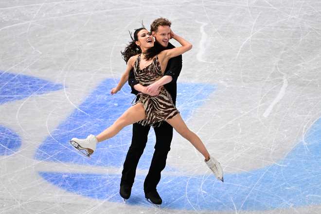 Madison Chock and Evan Bates of the United States compete in the Ice Dance Free Dance during the ISU Grand Prix of Figure Skating Final Nagoya on Dec. 4, 2025, in Nagoya, Japan.
