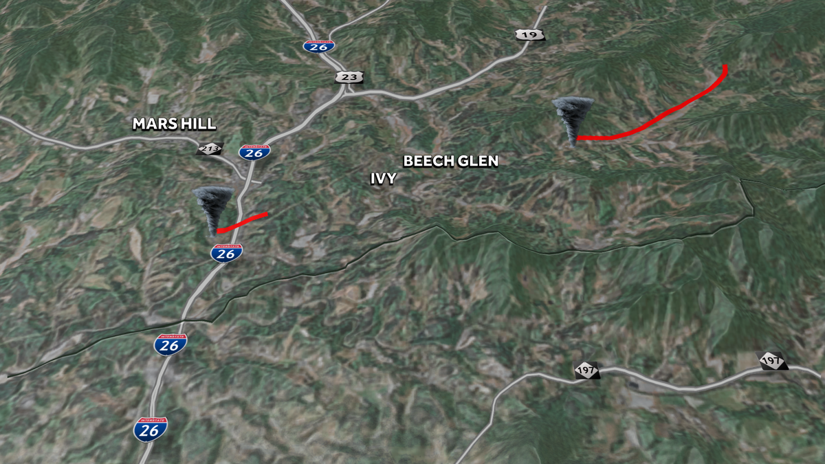 Two tornadoes confirmed in Western North Carolina after Monday's severe storms