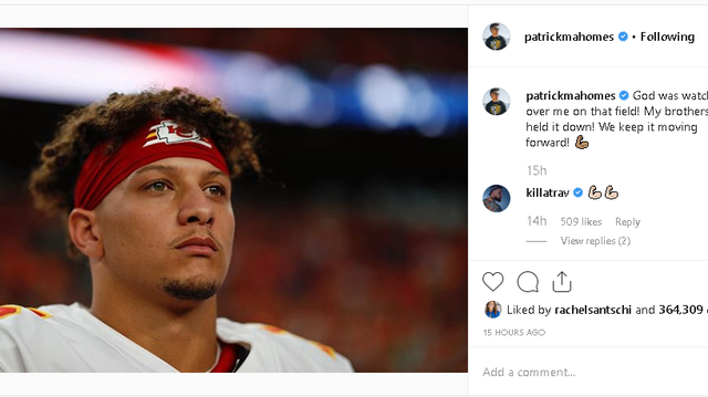God Was Watching Over Me Chiefs Quarterback Patrick Mahomes Posts About Injured Knee On Instagram