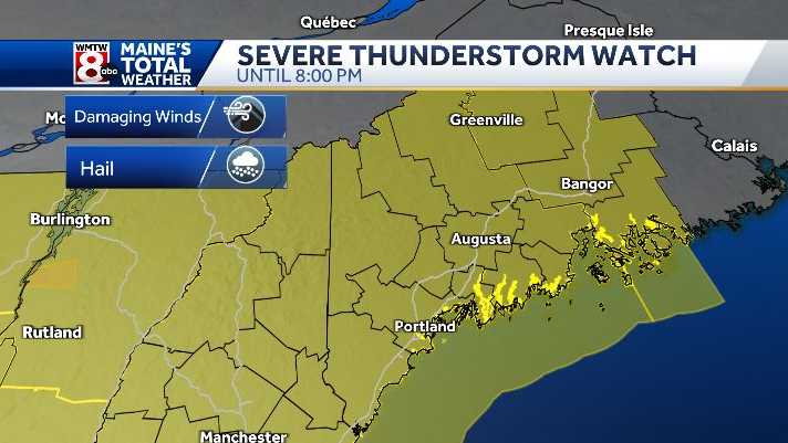 Severe Thunderstorm Watch issued for Maine and New Hampshire