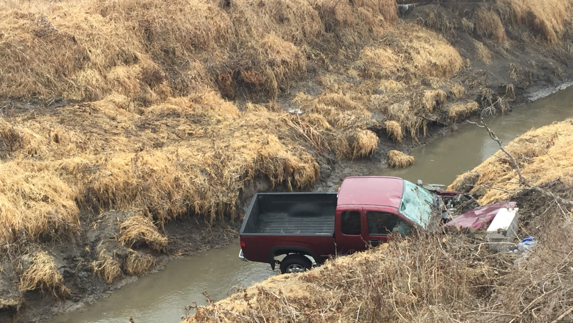 Man hospitalized after driving pickup truck into creek near Valparaiso