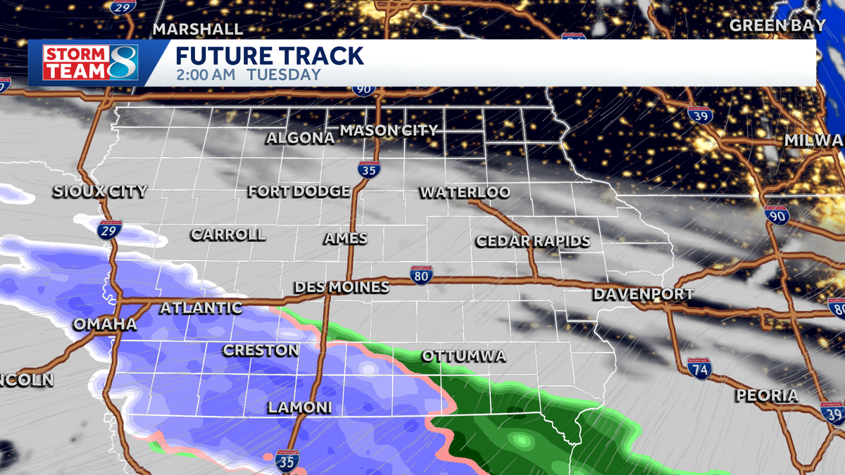 Iowa weather: Narrow band of accumulating snow ahead tonight