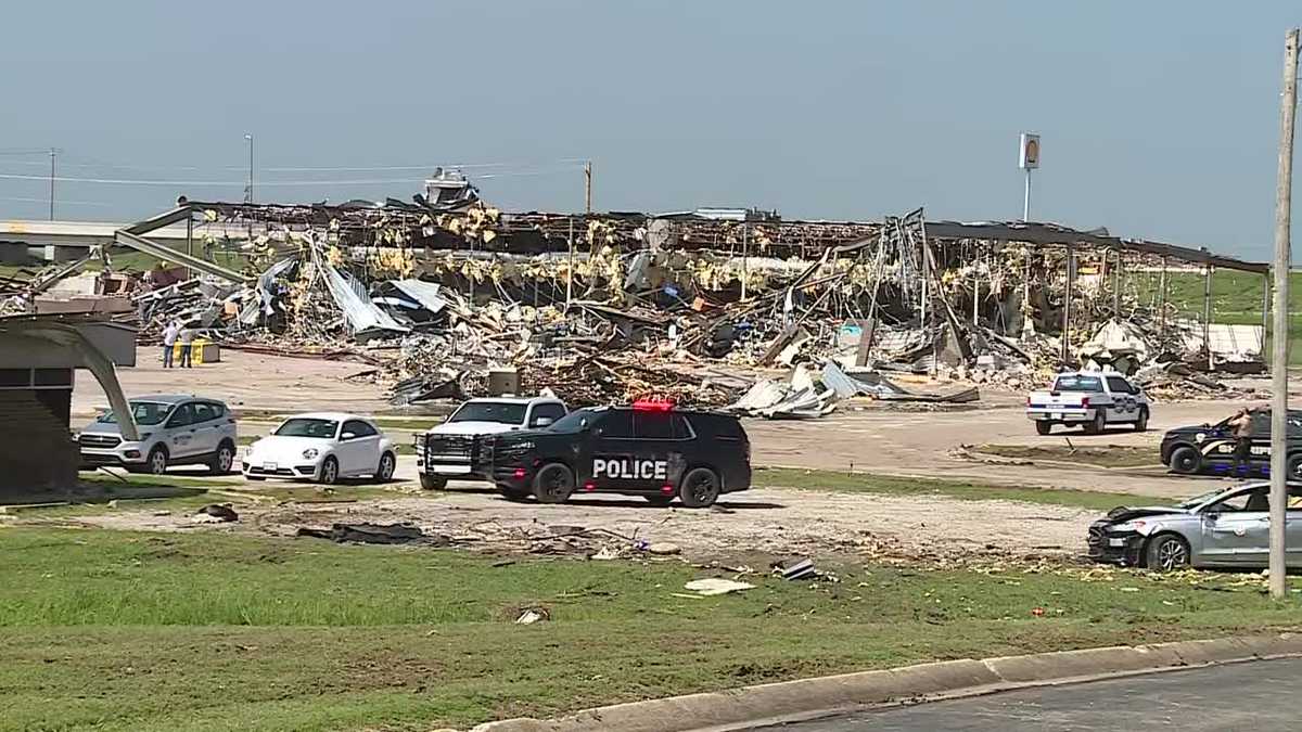 Oklahoma Gov. Kevin Stitt survey Marietta tornado damage
