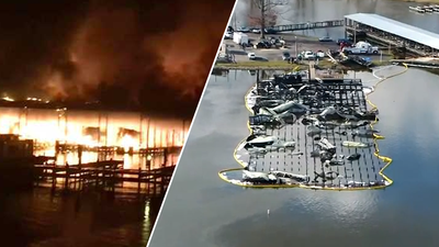 Jackson County marina boat dock fire