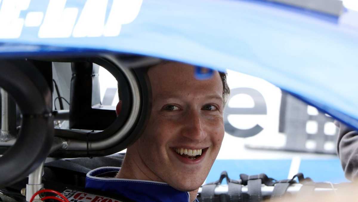 Facebook CEO Mark Zuckerberg takes laps around Charlotte Motor Speedway with NASCAR star Dale