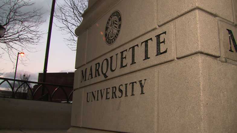 A photo of a Marquette University sign