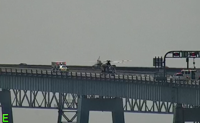 Maryland&#x20;State&#x20;Police&#x20;Medevac&#x20;helicopter&#x20;lands&#x20;on&#x20;Chesapeake&#x20;Bay&#x20;Bridge