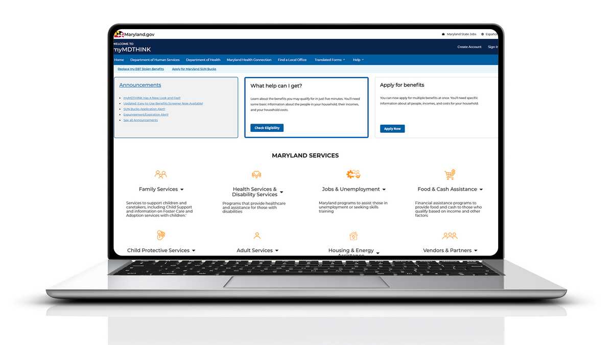 Maryland Website Determines Eligibility For State Benefits
