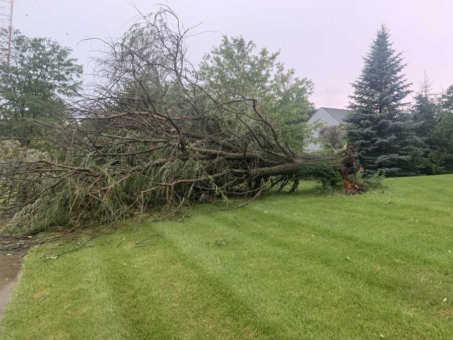 Severe storm damage in Mason, Ohio.