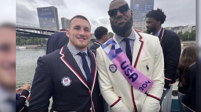wlwt.com - Charlie Clifford - Lawrenceburg alum competing in Paris takes picture with basketball star LeBron James