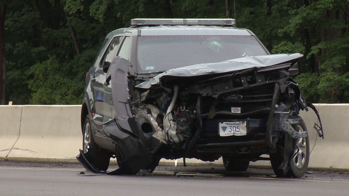State Police trooper injured in 4vehicle crash on Mass Pike