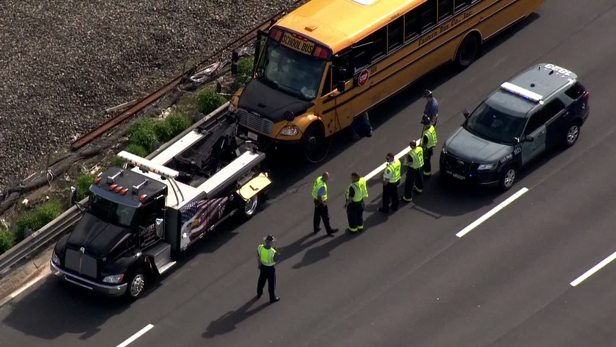 Multiple children injured in school bus crash on Mass Pike in Newton