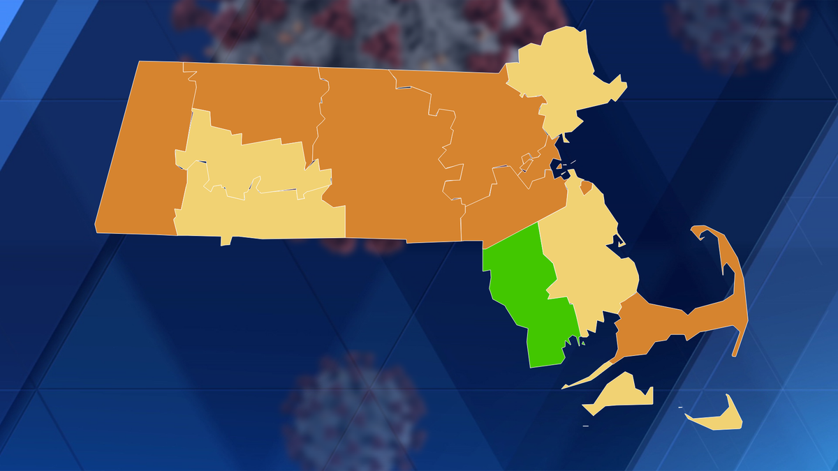 De helft van de provincies van Massachusetts wordt beschouwd als een hoog risico op overdracht van COVID-19