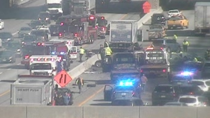 Multiple cars involved in Mass Pike crash that injured state trooper