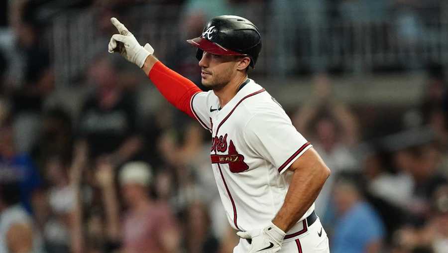 Matt Olson of the Atlanta Braves at bat during the eighth inning