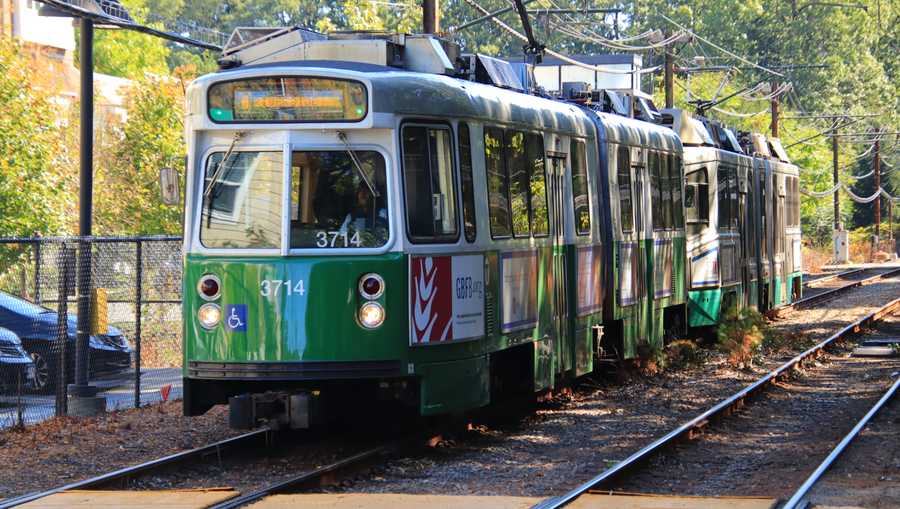 MBTA Green Line Trolley Service in Newton