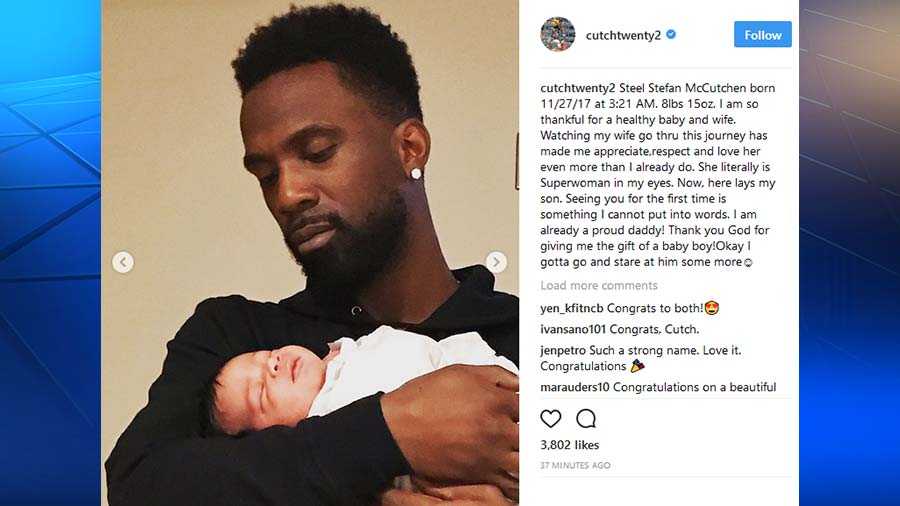 Andrew McCutchen with his son, Steel