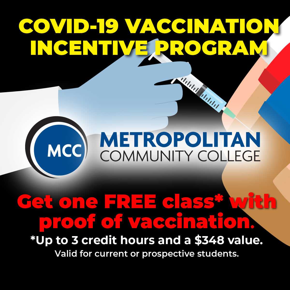 Metropolitan Community College to give away 1,000 free classes as vaccination incentive